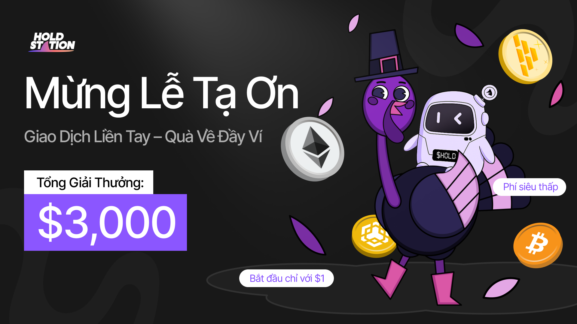 Mừng Lễ Tạ Ơn - Cuộc Thi Giao Dịch $3,000 Cùng Holdstation